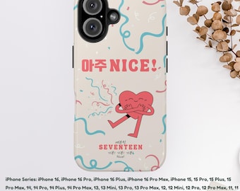 AJU NICE Seventeen Kpop Phone Case, SVT K-pop Tough Phonecase, K pop Fan Carat Merch, iPhone & Samsung Phone Cases, Gift for Carats