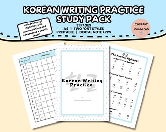 Arbeitsheft zum Schreiben von koreanischen Schriften | Hangul Alphabet Chart | Sprachenlernen Arbeitsblatt zum Ausdrucken