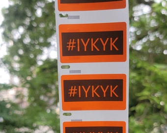 IYKYK Stickers - 1.25 x 2.25 inches - Choice of Colors - If You Know You Know - #IYKYK - Fast Shipping from USA