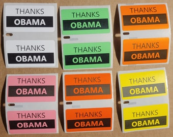 Gracias Obama Pegatinas - 1.25 x 2.25 pulgadas - Elección de colores, Calcomanías políticas, Barack Obama