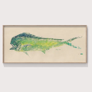 Mahi Mahi Fish Print – Framed Gyotaku Artwork | Dorado Wall Art | Coastal Fisherman Decor | Ocean Giclée Print | Fish Rubbing | Reproduction