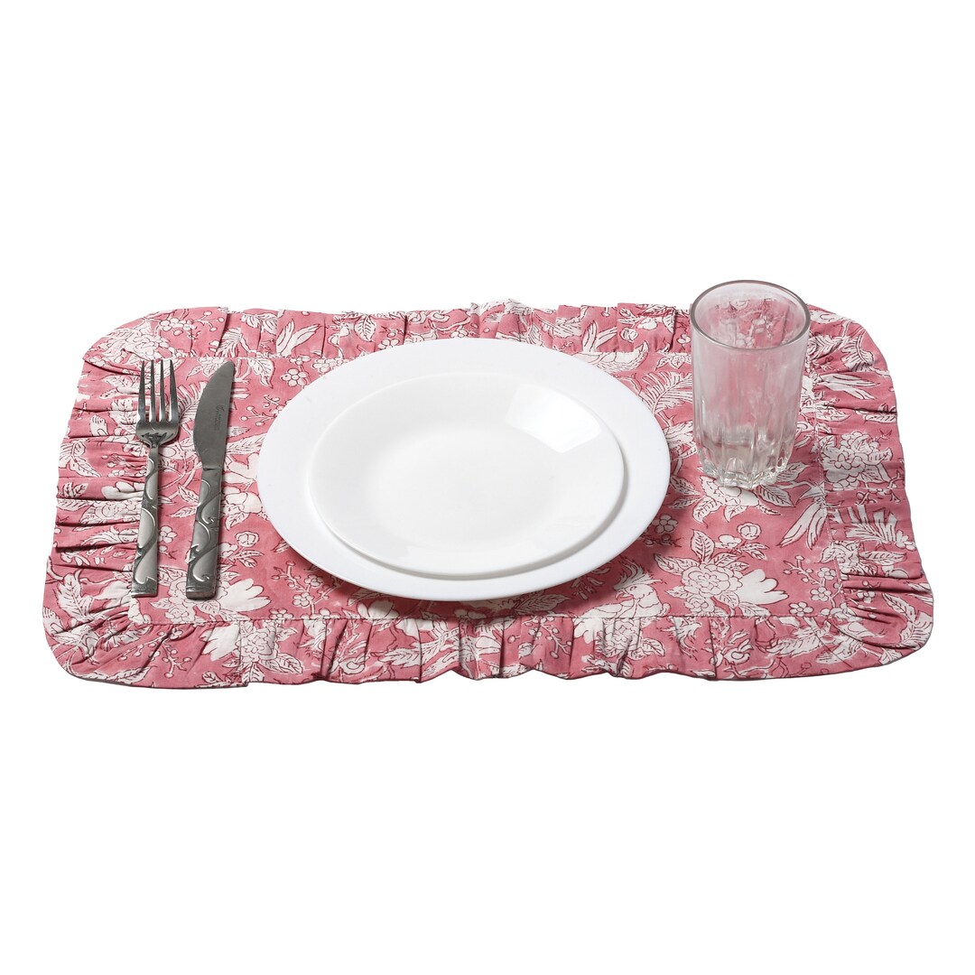 Red - Jacquard Cotton Table Mat With Pocket 14