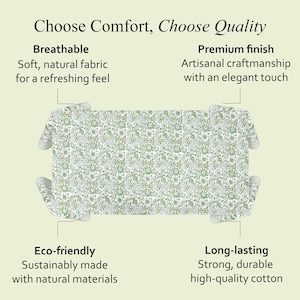 Cotton Indian Hand-Block Printed Tablecloth for Wedding Farmhouse Buffet Housewarming Restaurant Picnic Boho Home Decor Floral- Agate Green image 10