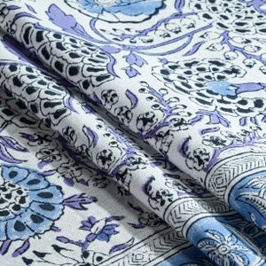 Indigo Blue Hand Block Printed Cotton Table Runner: Floral Kitchen, Dining & Thanksgiving Decor image 4