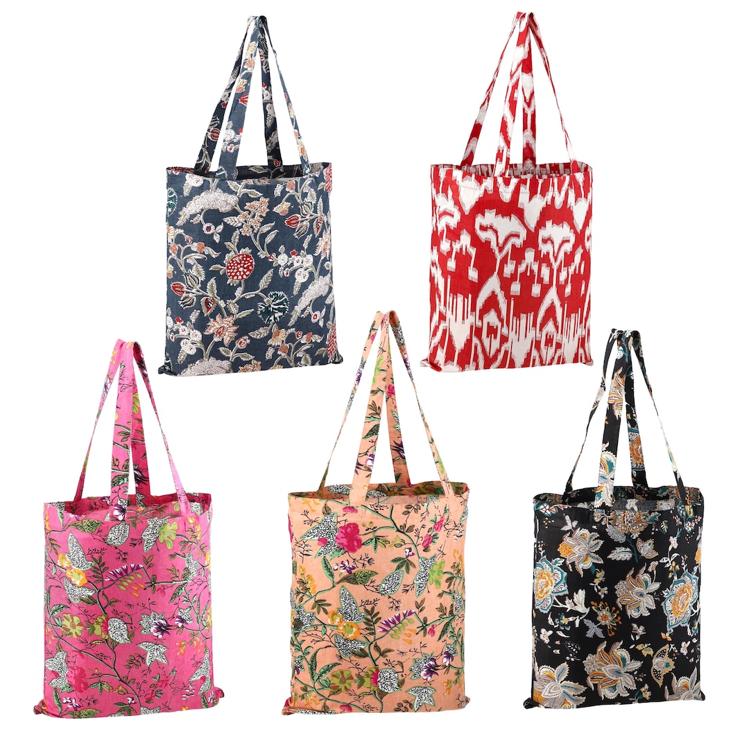 なおみママ様　cotton&steal fabric handmade bag CPC Mix Color Floral Cotton Tote Bag, Reusable 15x16
