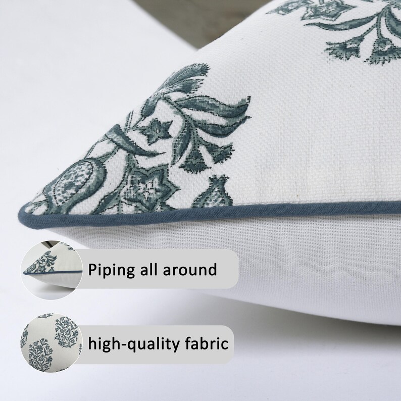 CottonprintclubUSA Hand Block Print Pillow Cover - Thumbnail 4