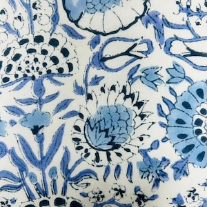 Indigo Blue Hand Block Printed Cotton Table Runner: Floral Kitchen, Dining & Thanksgiving Decor image 6