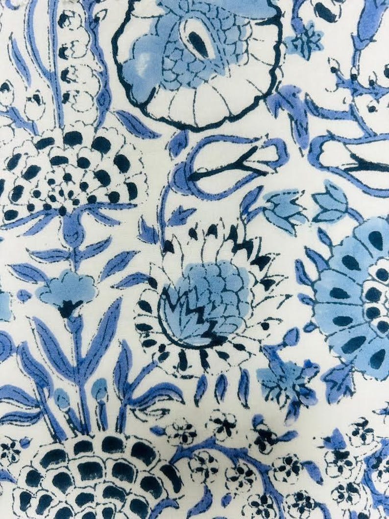 Indigo Blue Hand Block Printed Cotton Table Runner: Floral Kitchen, Dining & Thanksgiving Decor image 6