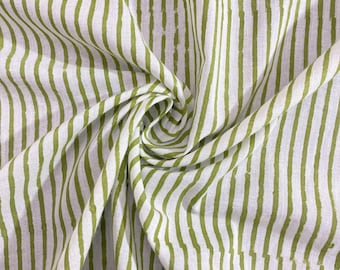 Green & White Striped Cotton Fabric by the Yard – 100% Cotton Material for DIY Farmhouse Decor, Pillows, Curtains or Vintage Quilting Crafts