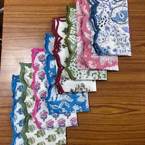 Guardanapos bordados com estampa indiana multicolorida e vieira, guardanapos de algodão floral para mesa de jantar, guardanapos de casamento estilo fazenda, 18 x 18 pol. imagem 2