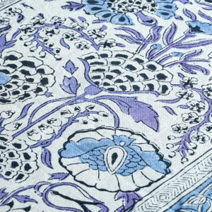 Indigo Blue Hand Block Printed Cotton Table Runner: Floral Kitchen, Dining & Thanksgiving Decor image 2