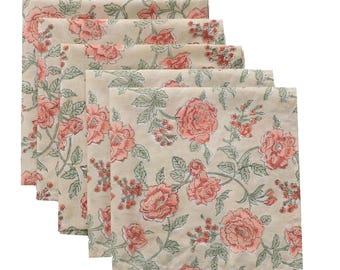 Juego de servilletas de algodón con estampado de ópalo de fuego, 45 x 45 cm, reutilizables, con diseño floral, para mesa estilo bohemio, ideal para bodas y cenas.