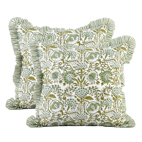 Floral Ruffle Throw Pillow Cover Etsy
