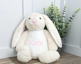 Personalised Teddy-Cream Bunny (Different Thread Colours)