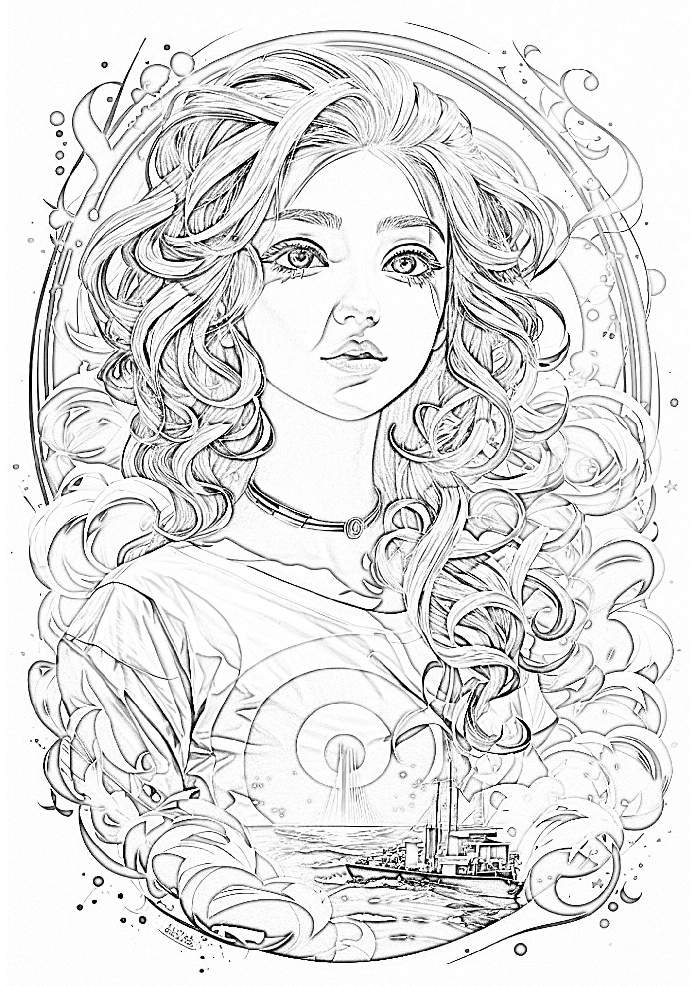 13 Girl Portrait Instant Downloadable Digital Colouring Page Etsy