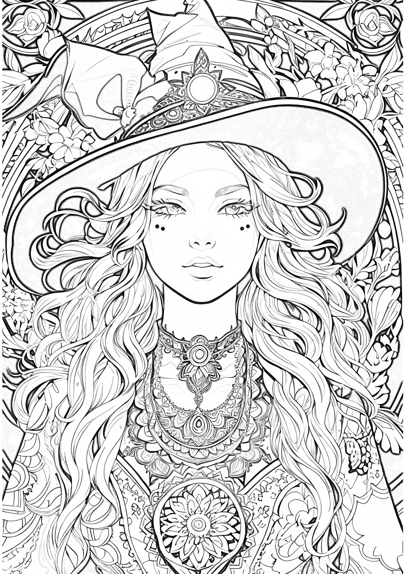 13 Girl Portrait Instant Downloadable Digital Colouring Page Etsy