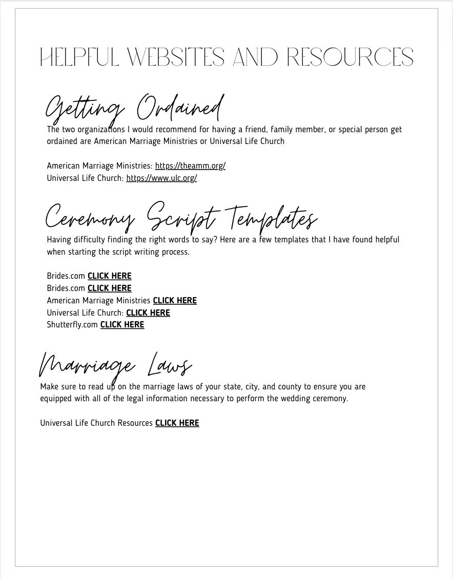 Wedding Ceremony Planning Guide - Etsy