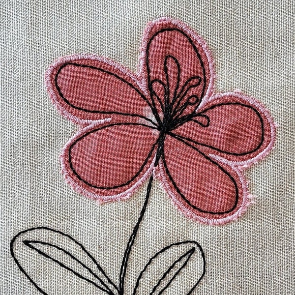 Rustic Applique Flower, Applique Flowers, Line Art Embroidery, Small Embroidery Flowers