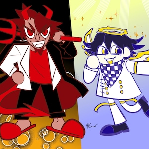 Danganronpa V3 Angel Kokichi and Devil Kaito Thick Acrylic Keychains