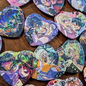Danganronpa V3 Shipping Heart Buttons