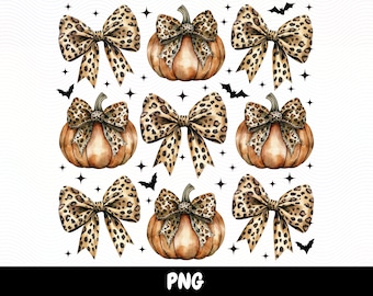 Leopard Pumpkin Coquette bow png, retro halloween png, trending png, Fall bow png soft girl png, Pumpkin girly png, leopard pumpkin png