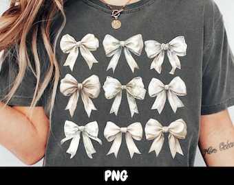 Coquette White Bows PNG, Shirt Sublimation (Digital Download)