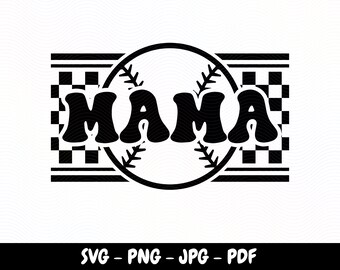 Baseball a scacchi mamma Svg Baseball Png Baseball retrò Png Stagione di baseball png Maglietta da baseball png Giorno della partita di baseball Baseball mamma Svg