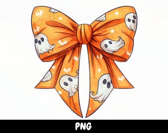 Halloween Ghost Coquette Bow PNG, Girly Spooky Design (Digital Download)