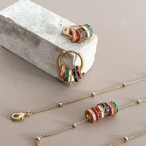 Colorful Enamel Ring Jewelry Set by Subtle Statements NYC, Ring Jewelry Set, Colorful Jewelry Set, Rainbow Charm Jewelry Set