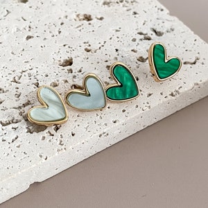 Cute Resin Heart Earrings, 18K Gold Plated Colorful Heart Stud Earrings by Subtle Statements NYC, Enamel Earrings, Colorful Earrings