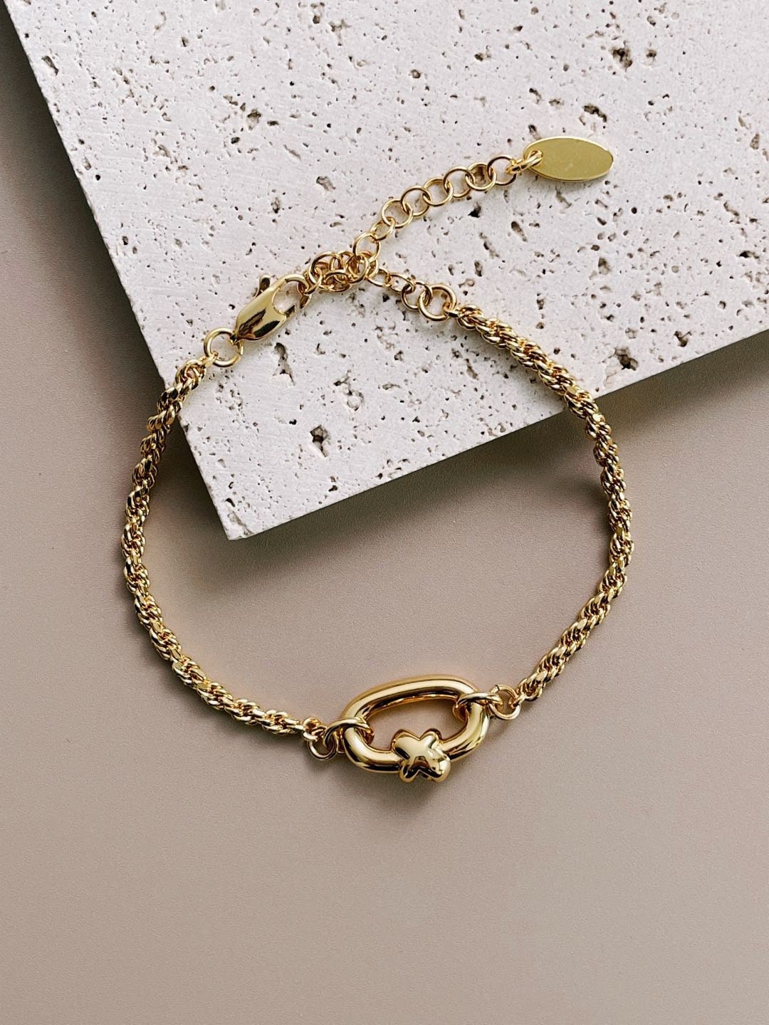 Classic Buckle Knot Bracelet 18K Gold Plated Twisted Chain Bracelet by Subtle Statements NYC