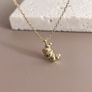 Croissant Pendant Necklace 18K Gold Plated Small Bread Necklace by Sutble Statements NYC - Two Colors, Cute Necklace
