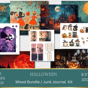 Halloween Junk Journal Kit | Junk Journaling Ephemera | Journal Pages | Journaling Supplies | Digital Collage Sheet | Halloween Printable