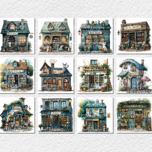 70 Whimsical Book Store Images Digital Art Printable Kit Instant ...