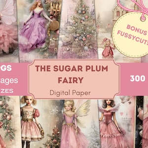 Pacote de clipart de fada de açúcar rosa de Natal | Clipart de balé | Png Jpg quebra-nozes | Clipart de feriado | Clipart de Natal | Diário de lixo |