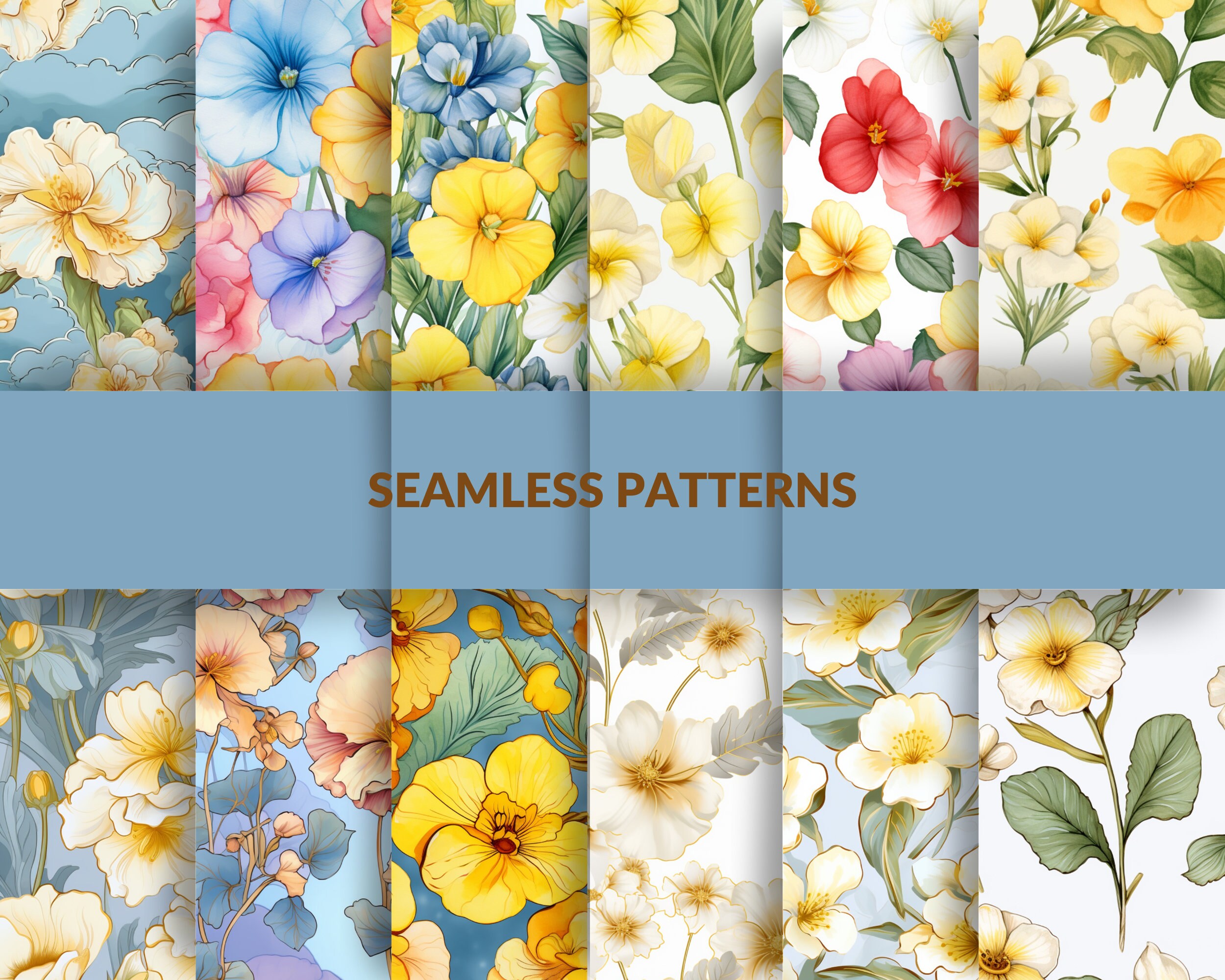 Flowers Digital Paper, Flowers Seamless Pattern, Floral Prints, Flowers ...