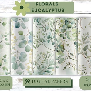 Carta digitale per acquerello di eucalipto, carta per scrapbooking di nozze verde salvia astratta
