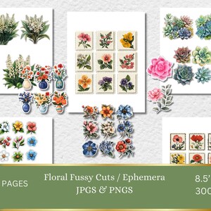 Bumper Florals: Ephemera and Fussy Cut Digital Kit