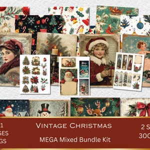 Junk Journal, Vintage, Christmas, Fussy Cuts, Printable, Christmas Ephemera, Christmas Scraps, Digital Papers