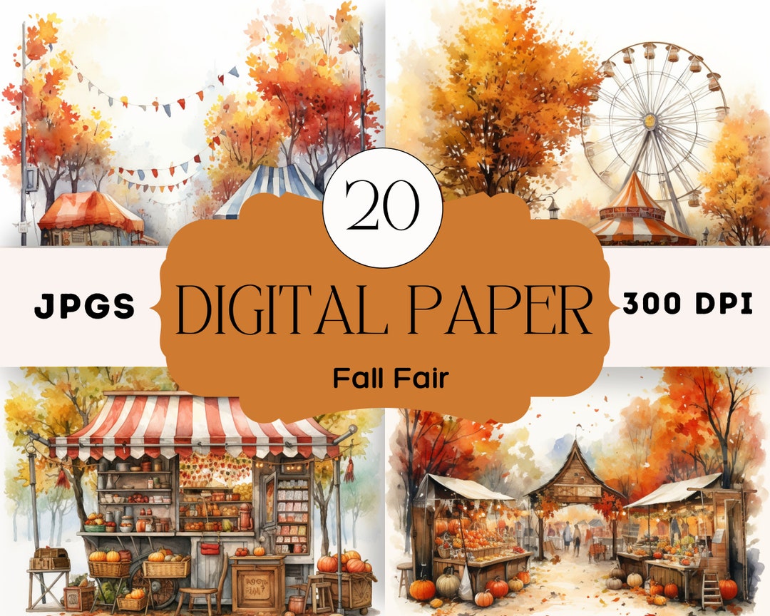 Watercolor Fall Autumn Fair Clipart, 20 High Quality JPG Files ...