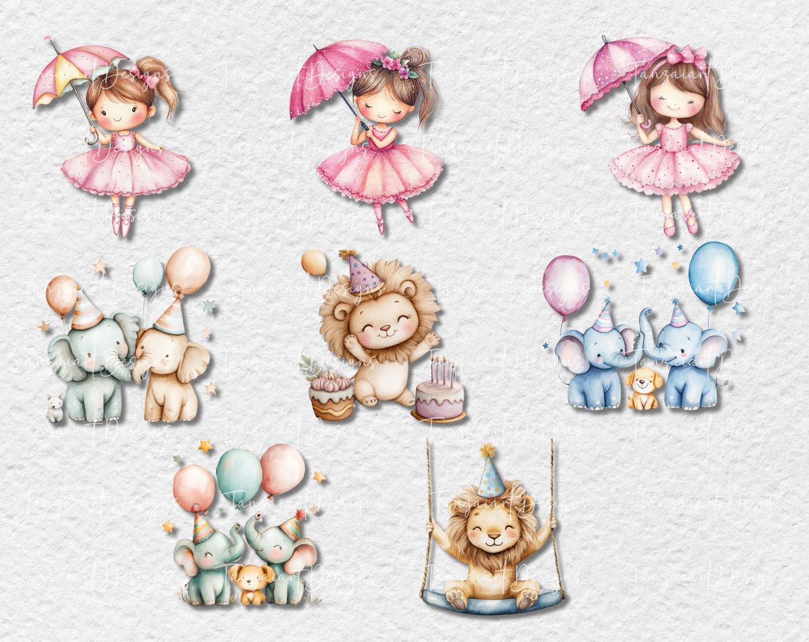 Circus Watercolor Clipart, Digital Download, Cute Pink Circus Png ...
