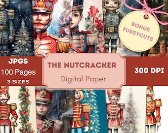 Christmas Nutcracker Digital Paper Kit: Vintage Junk Journal Ephemera (Printable)