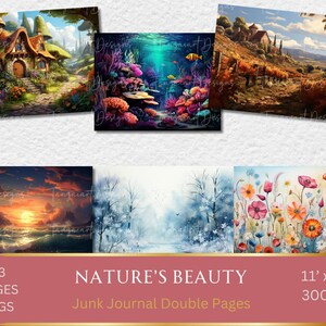 Beauté de la nature : ensemble de papiers numériques à fond aquarelle pour journal indésirable