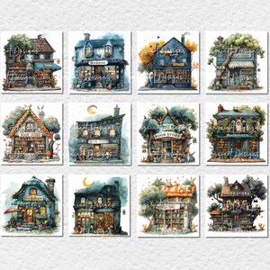 70 Whimsical Book Store Images Digital Art Printable Kit Instant ...