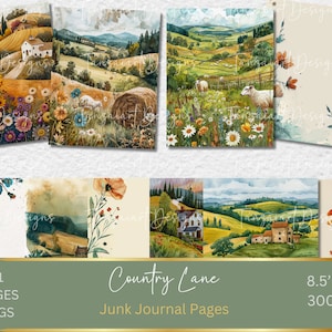 Papier numérique Cottagecore (en JPG), pages imprimables pour la campagne, la nature, la campagne, journal de la camelote Cottage Core, complément, téléchargement numérique
