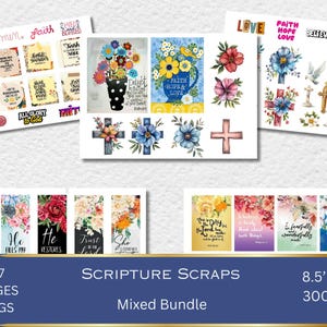 Scripture Scraps, Junk Journal, Bible Journaling, Stickers, Verse, Prayer, Fussy Cut, Faith, Religion, Printable, Digital Download