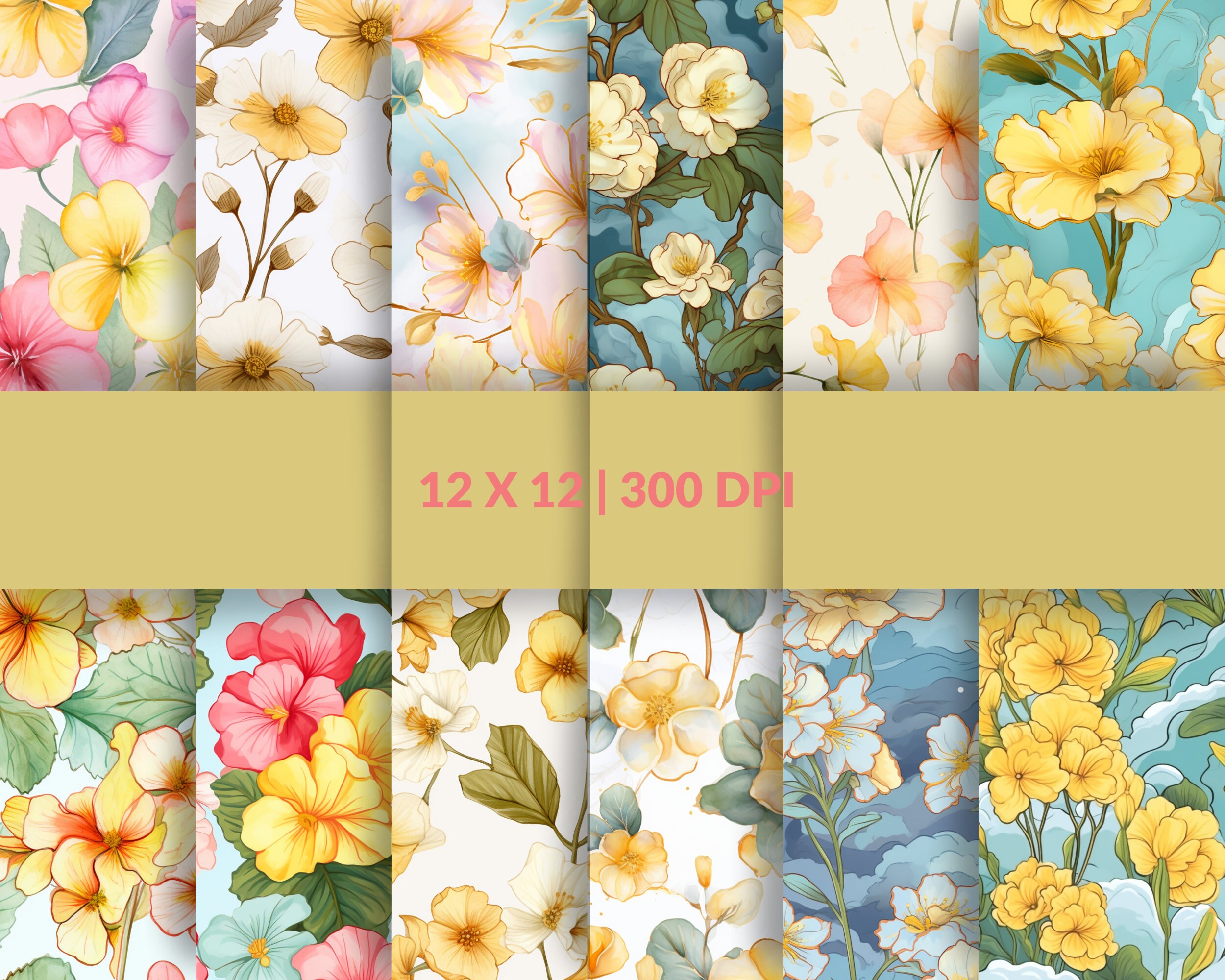 Flowers Digital Paper, Flowers Seamless Pattern, Floral Prints, Flowers ...