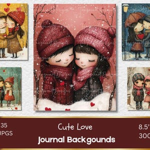 Valentinstag Junk Journal, druckbare Seiten, digitales Papier Handwerk Collage Sheet für Scrapbooking, sofortiger Download