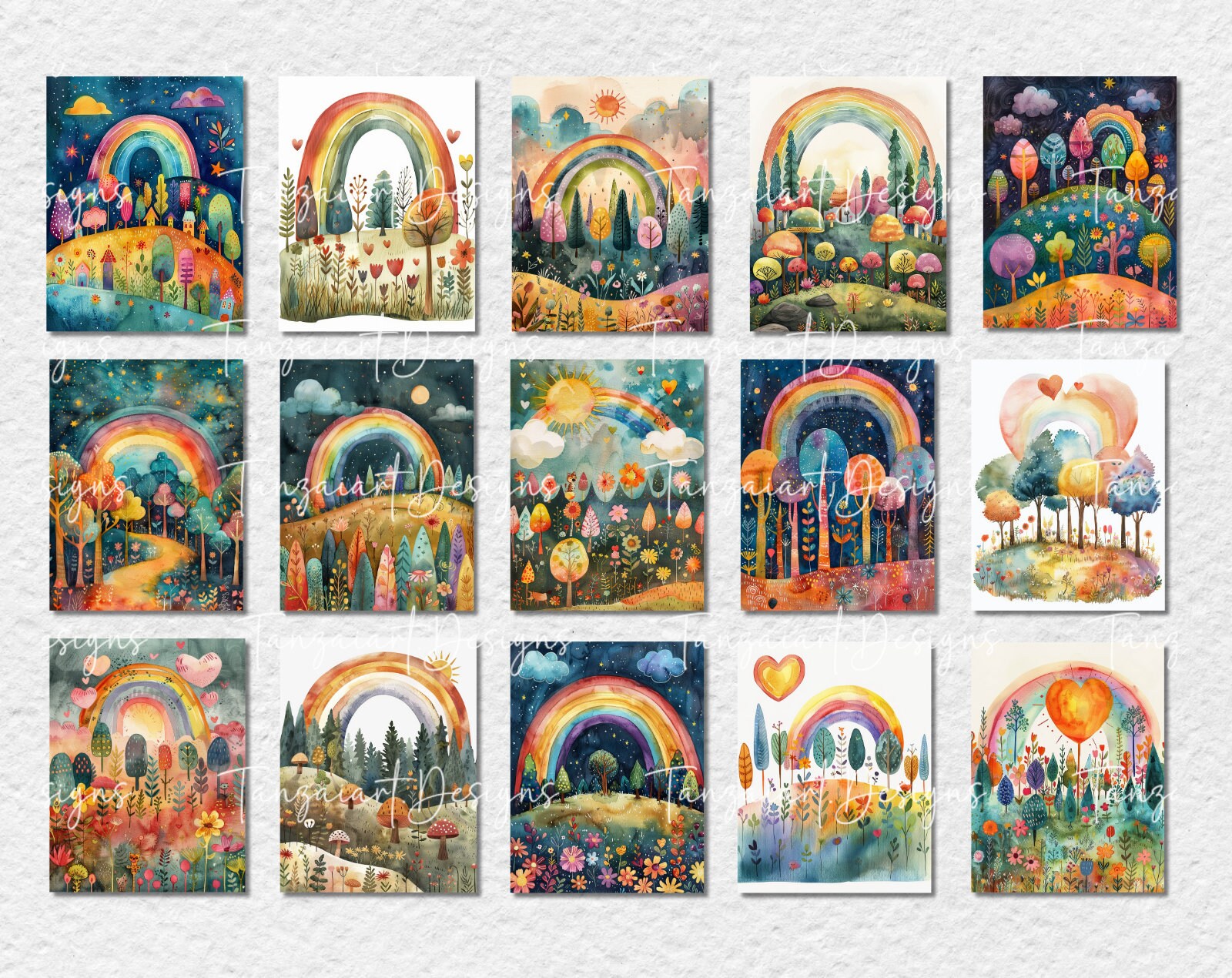 Rainbow Forest Digital Art, 80 Whimsical Images (digital Download) - Etsy
