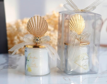 Luxury Beach Wedding Sea Shell Candle Favors,  Ocean Theme Thank You Gifts for Guests, Unique Favors for Guests, Bridal Shower Favors